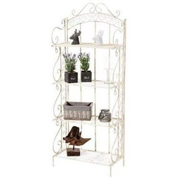 Estantería Antje de Hierro Plegable con 4 Baldas en Color Crema Antiguo Estilo Rústico