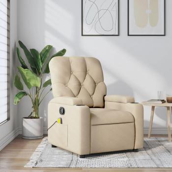 Sillón de masaje reclinable de tela crema vidaXL