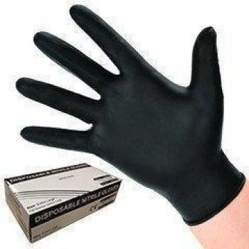 Caja de guantes desechables de nitrilo talla L o XL Negro de 100, aql1.5, Negro