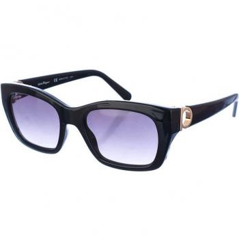 Salvatore Ferragamo Oval Acetate Sunglasses - Black - Women's - One Size
