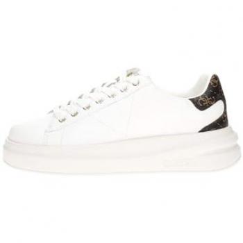 Zapatillas de Mujer Guess Elbina de Piel Auténtica Blancas, Talla 36, Planas, con Cordones
