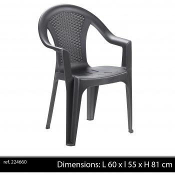 SATURNIA Rattan Silla Ratan Ischia Antracita, Negro