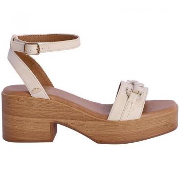 Sandalias de plataforma de mujer Leonela color beige con hebilla