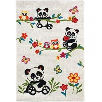 Alfombra infantil suave y esponjosa con estampado de pandas de colores - PANDA FUJI - 100 x 150 cm