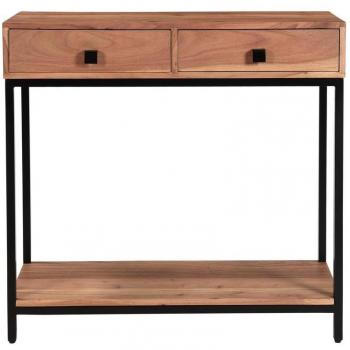 Mesa consola Axelle de acacia y metal con 2 cajones 80 cm