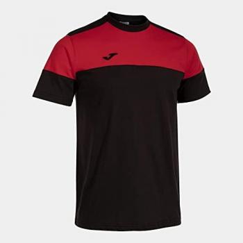Camiseta Manga Corta Hombre Crew V Negro Rojo Joma