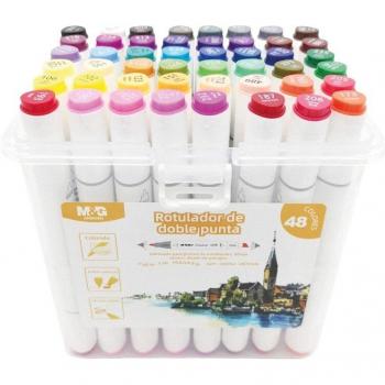 M&G Estuche de 48 marcadores de doble punta multicolor