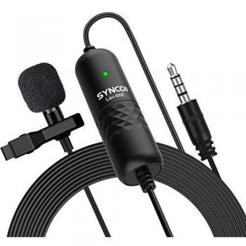 Micrófono Solapa, SYNCO S6E Micro Corbata 6 Metros Omnidireccional, Clip Microphone Compatible para DSLR Cámaras Reflex, Móviles, Computador Portátil, PC Lavalier-Microfono-Solapa-Corbata-Condensador