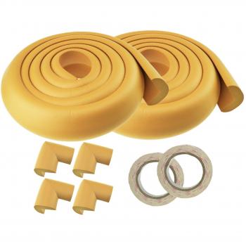 Fiveseasonstuff® 2 Prima 2 m-Rodillo de espuma de choque-Cojín protector de borde de mesa con 4 esquinas los protectores y Super suave y flexible seguridad épreuvage Kits para bebés y niños, una protección total del borde de 4 m 4M Kit Grand Gingemb