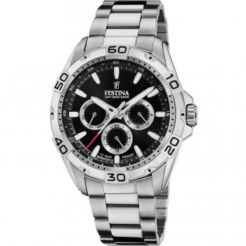 Festina F20623/4 Reloj para Hombre Multifunción con Correa de Acero Inoxidable 316L, Esfera Negra