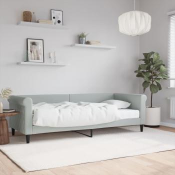 Sofá cama con colchón de terciopelo gris claro 80x200 cm