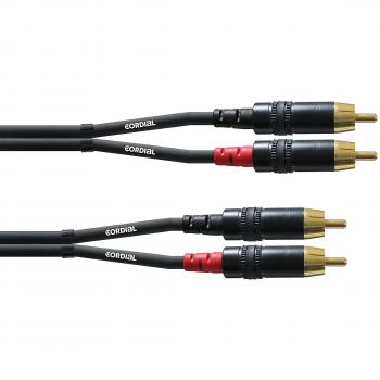 Cordial CFU 0.9 CC Audio Adapter Cable - 2x RCA Male to 2x RCA Male, 0.9m Black