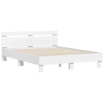 Estructura de cama con cabecero redondo de madera multicapa blanco 140x190 cm