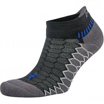Balega de Hombre Plata antimicrobiana no-Show compresión Correr Calcetines, Hombre, Color Black/Carbon, tamaño S