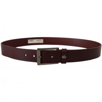 Dolce & Gabbana Brown Leather Silver Metal Crown Buckle Belt - 90 cm / 36 Inches