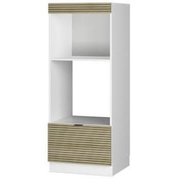 Armario para Microondas Fame-Line 60 cm Abierto en Panel de Roble y Blanco con Cajón Vicco