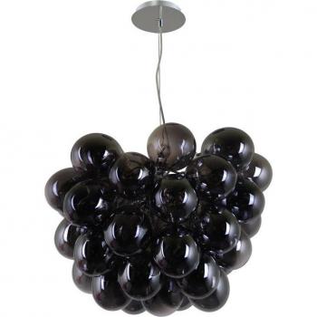 Lámpara colgante moderna Bento Chrome - Lámpara colgante de cromo con 8 luces, pantallas ahumadas, tipo de bombilla G9