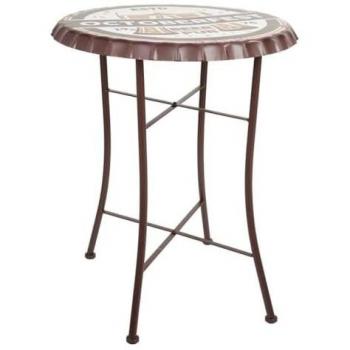 Mesa redonda de metal blanca d60x71h cm de estilo Industrial, no viene montado