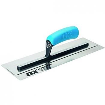 OX OX-P530114 Pro Ultra Flex Finishing Trowel - Stainless Steel Concrete Finishing Hand Tool - Plaster Finishing Trowel with Soft Grip Handle - 14 inch