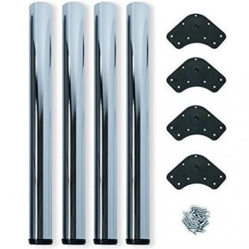 Emuca - Patas de mesa regulables Ø60x830mm, kit de 4 patas de acero, altura regulable 830-850mm, acabado cromado