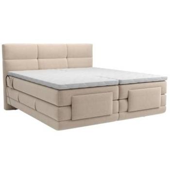 Conjunto Boxspring con cabecero tapizado + somieres relax eléctricos + colchón + cubrecolchón - 2 x 90 x 200 cm - beige - LODI de PALACIO