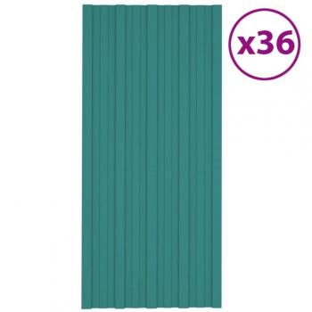 vidaXL Roof Panels 36 pcs Galvanised Steel Green 100x45 cm