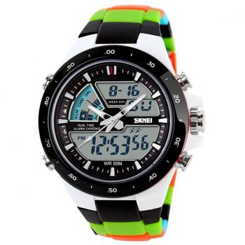 TONSHEN Digitales Relojes de Hombre Mujer Chico Deportivos Bisel Plástico Correa Outdoor Cuarzo Relojes de Pulsera Waterproof 50M Resistente Agua Doble Tiempo Alarma