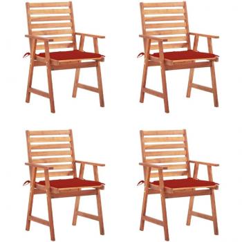 Outdoor Dining Chair Set with Cushions - 4 Pieces Solid Acacia Wood