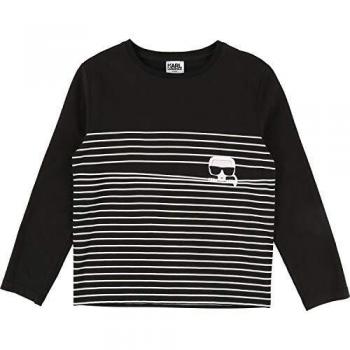 Karl Lagerfeld - Camiseta de Manga Larga - para niño Negro 98/104 cm