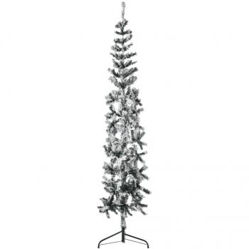 vidaXL Slim Artificial Half Christmas Tree with Flocked Snow 210 cm