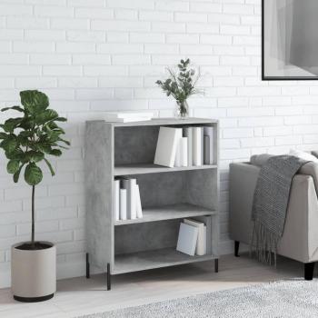 Estantería de madera de ingeniería 69,5x32,5x90 cm en color gris hormigón, mueble de almacenaje para salón, buffet y armario auxiliar