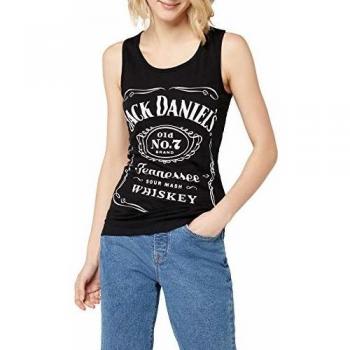 Meroncourt Jack Daniel'S Logo Tanktop, Camiseta sin Mangas para Mujer, Negro