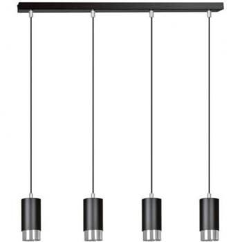 Lámpara de Suspensión Fumiko, Acero con recubrimiento de polvo, Negro y Cromo, 60x100x6 cm