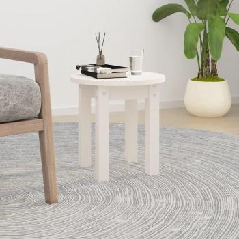 Mesa de centro blanca Ø 35x35 cm en madera maciza de pino