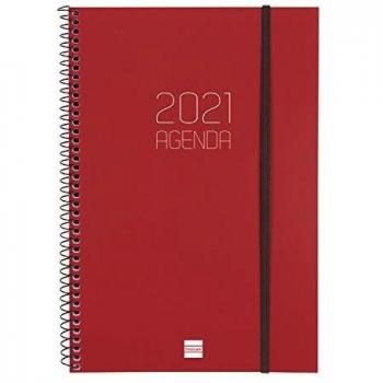 Finocam - Agenda 2021 Semana vista vertical Espiral Opaque Burdeos Español