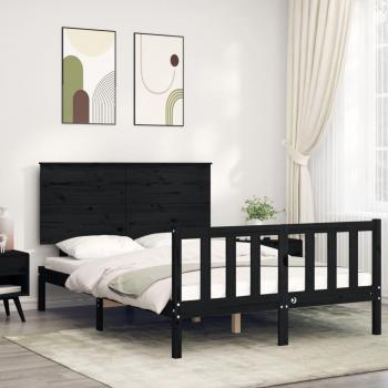 Cabecero de cama negro de 120x200 cm con estructura de madera maciza Vidaxl