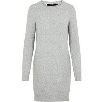 Vero Moda Vmdoffy Ga Women's Light Grey Melange Relaxed Fit Knit Dress