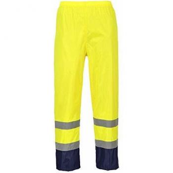 Pantalón de lluvia de alta visibilidad clásico bicolor amarillo/azul marino M con cintas reflectantes Portwest H444