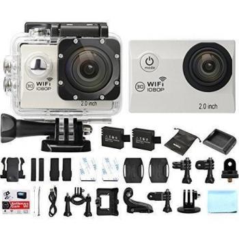 Camaras Deportivas WiMiUS Q2 WiFi Full HD Pantalla de 2,0 pulgadas Videocámaras con la Caja a Prueba de Agua y 2 Batería -Plata