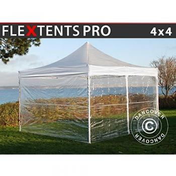 Carpa Plegable Transparente FleXtents PRO 4x4m Impermeable con 4 Laterales