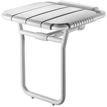 Asiento de ducha elevable grande con base de epoxi blanco, carga recomendada 135 kg - Delabie