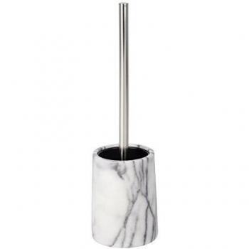 Wenko Onyx Juego para El WC, Mármol, Blanco, 10x10x41 cm