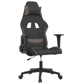 Silla Gaming Ergonómica Ajustable en Tela Negro y Gris Taupe