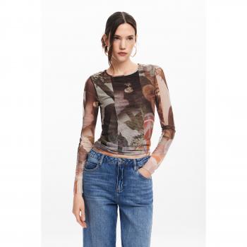 Desigual Women's XL Brown Printed Long Sleeve T-Shirt