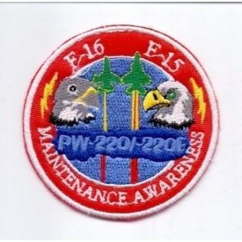 Parche, Parches Termoadhesivos,Parche Bordado Para la Ropa Termoadhesivo, Patch F-16 F-15 MAINTENANCE AWARENESS PW-220/-220E''