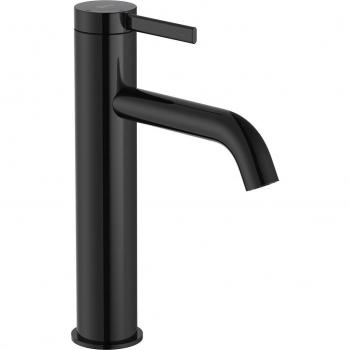 Grifo monomando alto para lavabo Roca Ona en titanio negro con desagüe, altura 21.2 cm y salida 13.0 cm