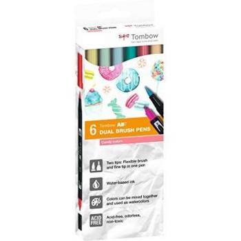 Tombow - ABT Dual Brush | Caja de Cartón con 6 Rotuladores Acuarelables de Doble Punta en Colores Candy