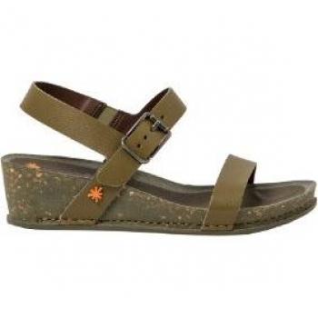 Sandalias de piel Art 1940 verde para mujer con cuña I Imagine