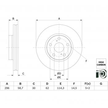 Disco de freno BOSCH 0 986 479 G67, frente, ventilado, altamente carbonizado, 1 pieza