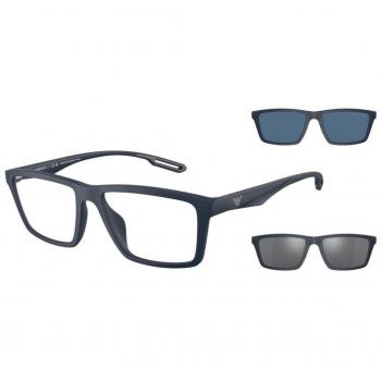 Emporio Armani EA4189U 50881W Man Square Blue Matte Sunglasses with Clip-On